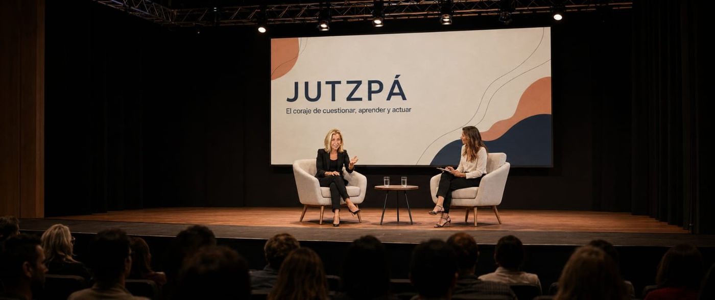 Débora Wolosky en un conversatorio sobre Jutzpá